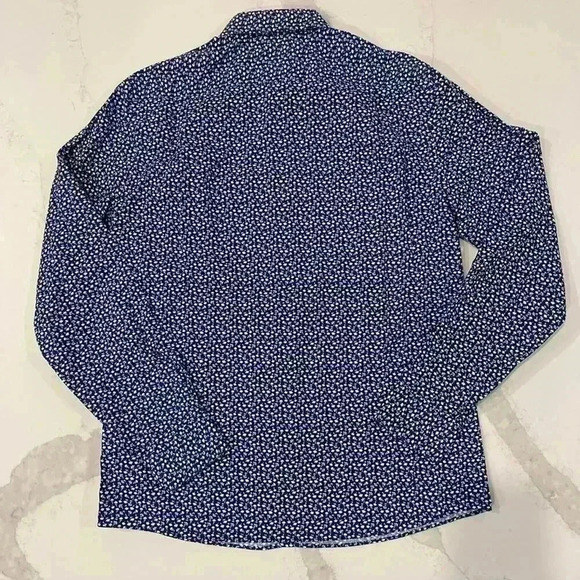 Tommy Hilfiger Button Shirt Mens 16-34/35 Blue Floral THFlex Supima Stretch Slim - Picture 8 of 8
